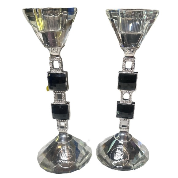 Set of 2 Bowring Bejewelled Crystal Candlestick Holders (EUC) - Picture 2 of 10